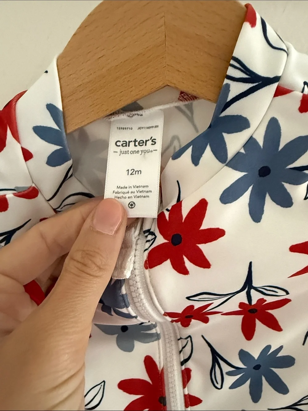 Carters 4th of July Baby Long Sleeve Floral Rashguard Swimsuit - Flower Print